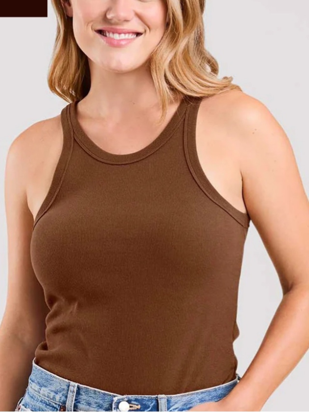 Nuuds women’s  Ribbed Tank Top in brown